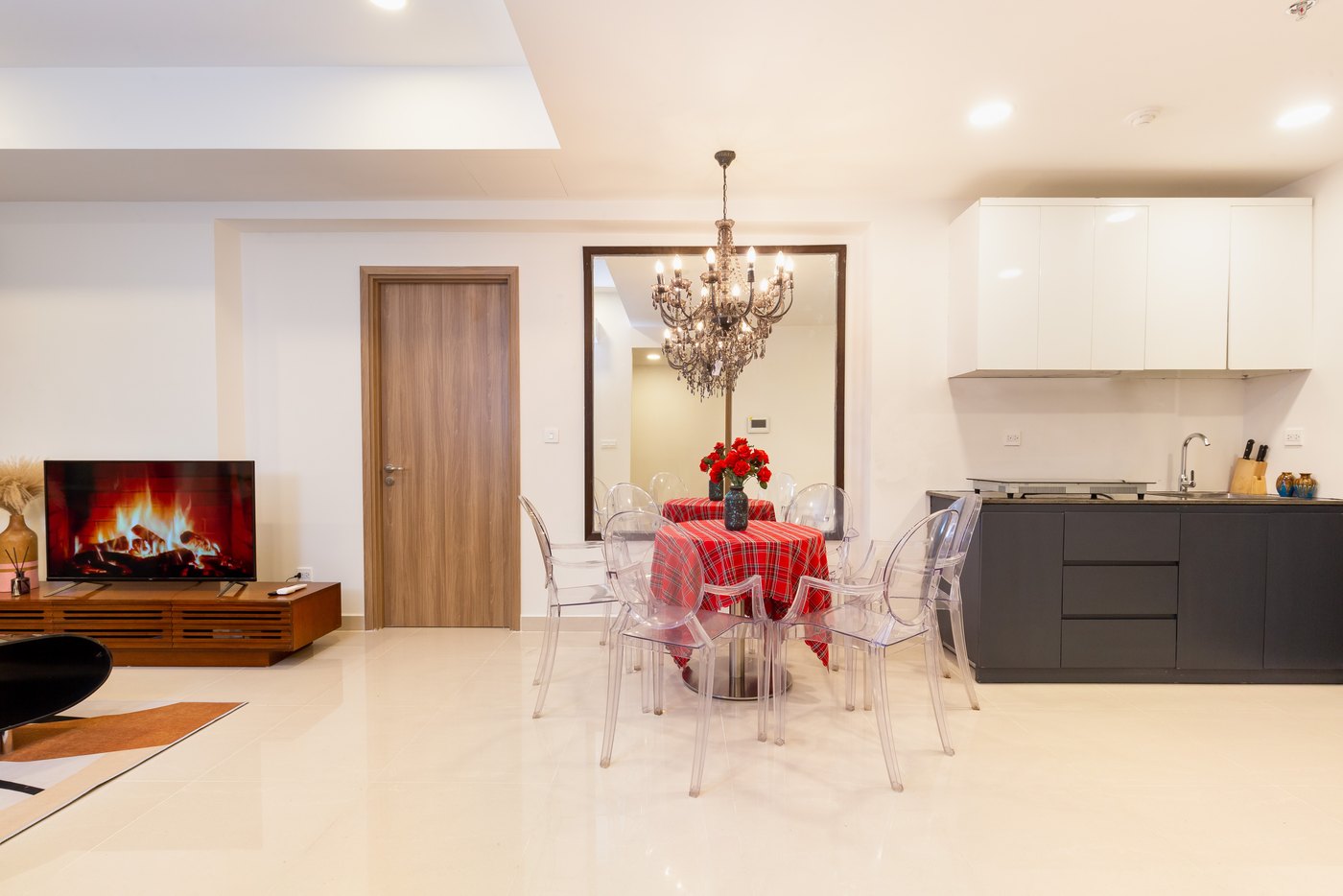Phòng khách căn 3 phòng ngủ Soho Residence